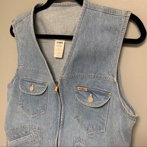 Vintage 1990s Gitano Denim Jean Vest Jacket LRG - Picture 5 of 10